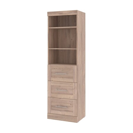 Bestar Pur 25W Storage Unit with 3 Drawers in rustic brown 26871-000009
